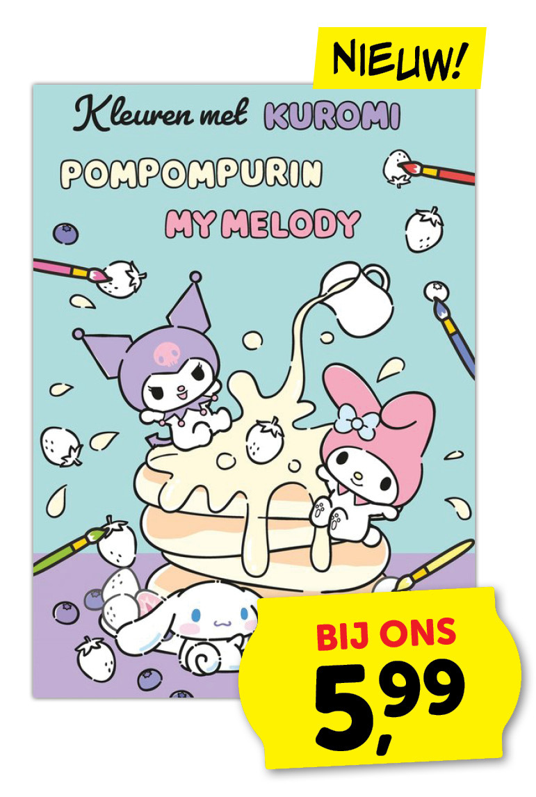 Kleuren met Kuromi, Pompompurin, My Melody