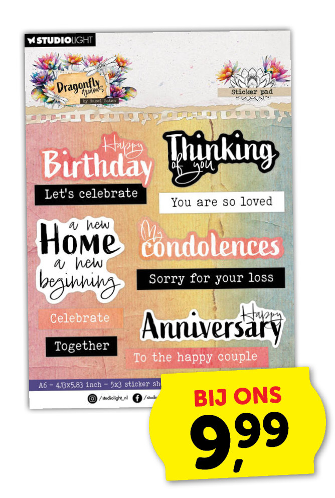 Studio Light Dragonfly Dreams A6 Sticker Paper Pad Sentiments